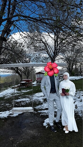 Trendyol & Milla Tesettür Beyaz Elbise