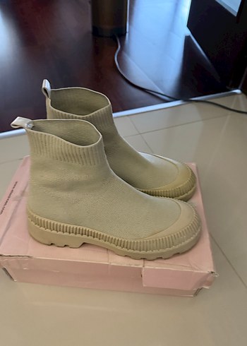 Bej Triko Kadın Platform Topuk Bot - Görsel 2