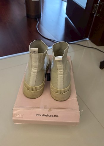 Bej Triko Kadın Platform Topuk Bot - Görsel 3