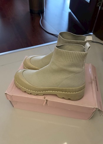 Bej Triko Kadın Platform Topuk Bot - Görsel 4