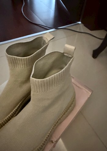 Bej Triko Kadın Platform Topuk Bot - Görsel 6