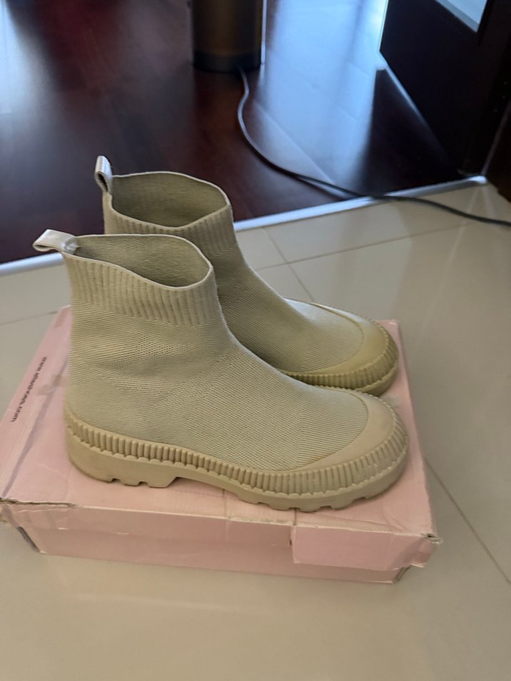 Bej Triko Kadın Platform Topuk Bot - Görsel 2