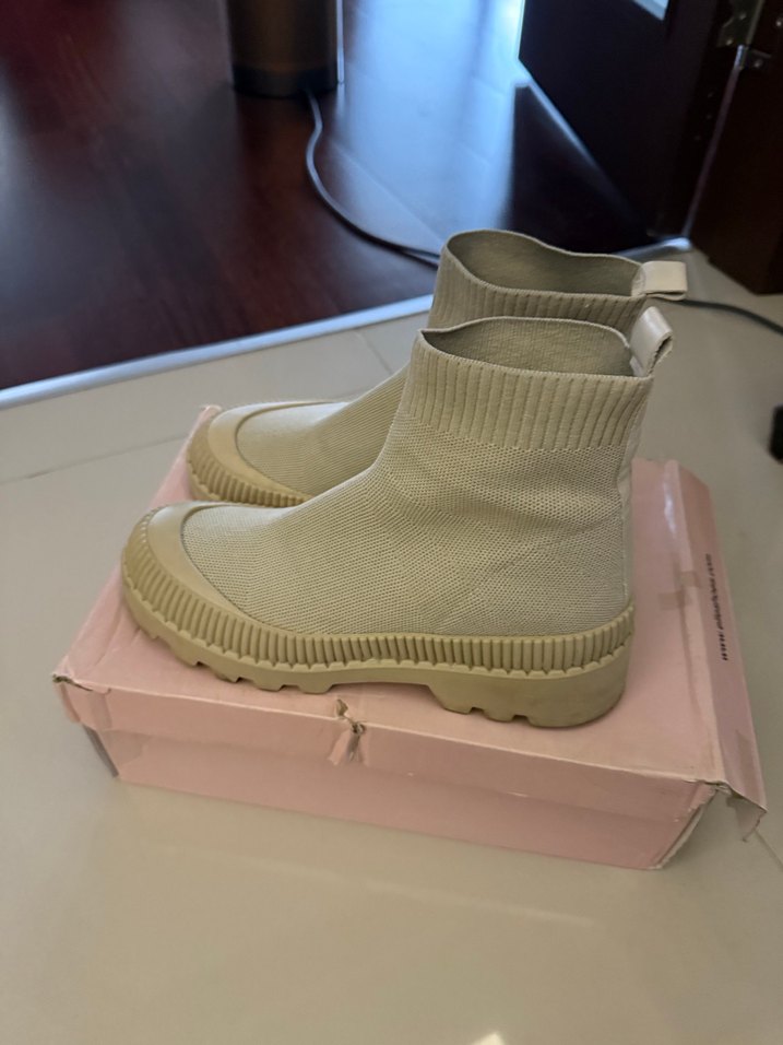 Bej Triko Kadın Platform Topuk Bot - Görsel 4