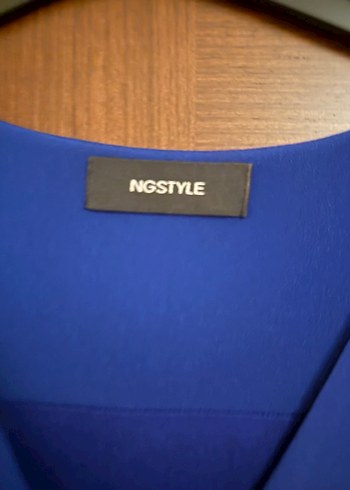 Ng style Mavi V Yaka Midi Drapeli Kadın Elbise - Görsel 6