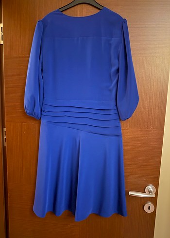 Ng style Mavi V Yaka Midi Drapeli Kadın Elbise - Görsel 4