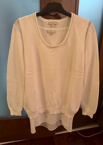 Beyaz Kadın Pamuklu twist Uzun Kollu Sweatshirt - Görsel 3