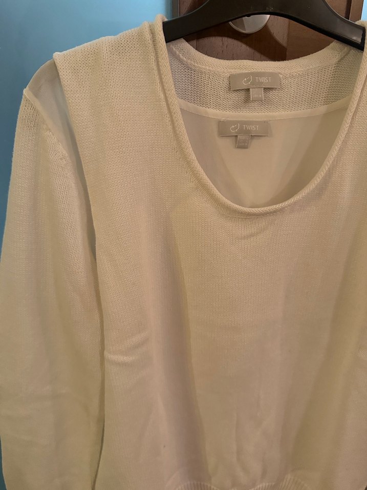 Beyaz Kadın Pamuklu twist Uzun Kollu Sweatshirt - Görsel 5