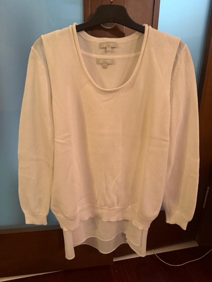 Beyaz Kadın Pamuklu twist Uzun Kollu Sweatshirt - Görsel 3