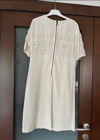 İpekyol Beyaz Midi Elbise, Kısa Kollu, Fırfırlı - Görsel 5