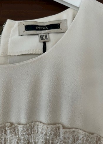 İpekyol Beyaz Midi Elbise, Kısa Kollu, Fırfırlı - Görsel 4