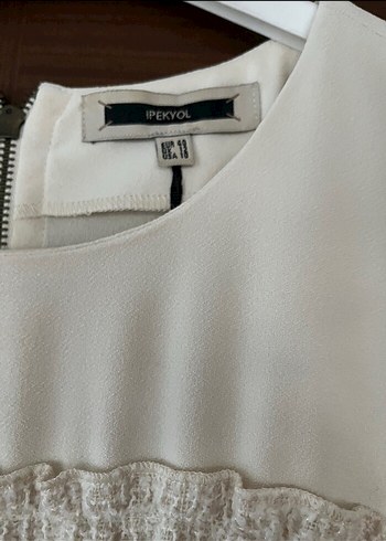 İpekyol Beyaz Midi Elbise, Kısa Kollu, Fırfırlı - Görsel 6