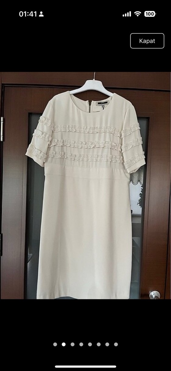 İpekyol Beyaz Midi Elbise, Kısa Kollu, Fırfırlı - Görsel 2