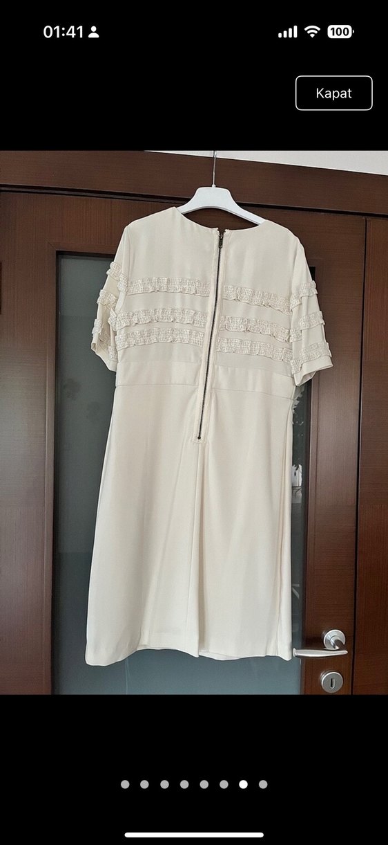 İpekyol Beyaz Midi Elbise, Kısa Kollu, Fırfırlı - Görsel 5