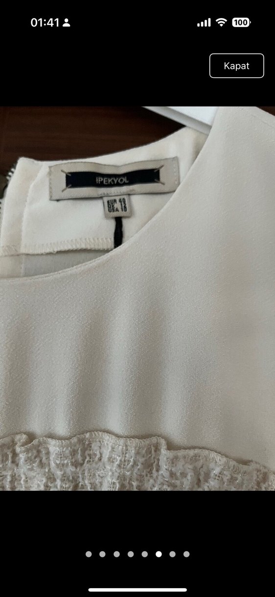 İpekyol Beyaz Midi Elbise, Kısa Kollu, Fırfırlı - Görsel 4