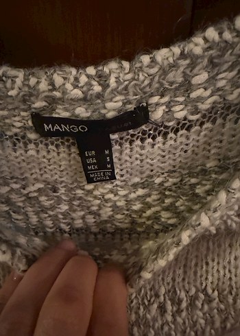 Bej Gri Çizgili mango Kadın Triko Kazak - Görsel 6