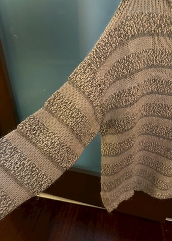 Bej Gri Çizgili mango Kadın Triko Kazak - Görsel 3