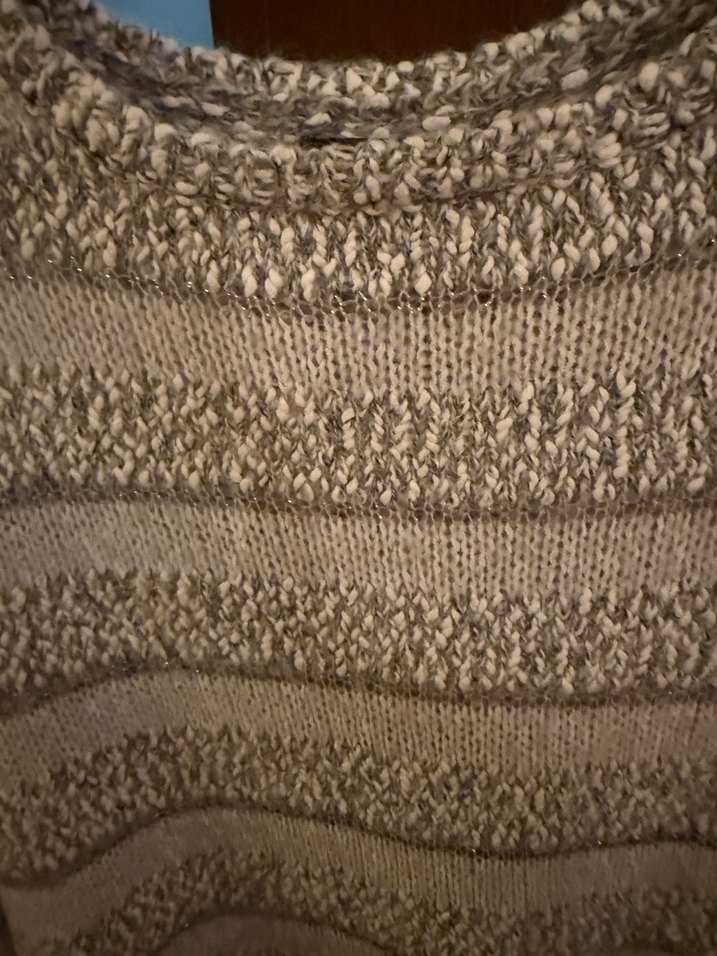Bej Gri Çizgili mango Kadın Triko Kazak - Görsel 5
