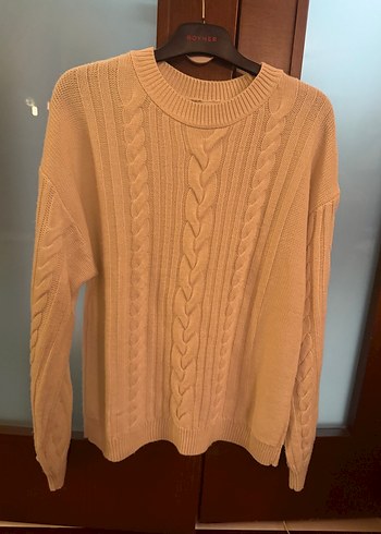 Krem Örgü Kadın Triko Kazak - Görsel 3