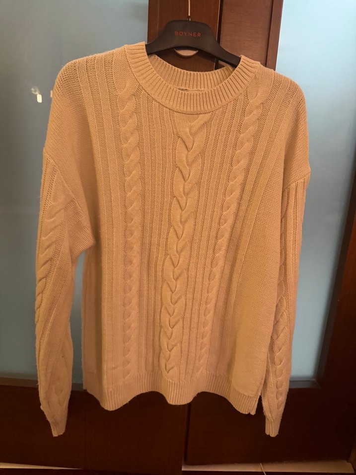 Krem Örgü Kadın Triko Kazak - Görsel 3