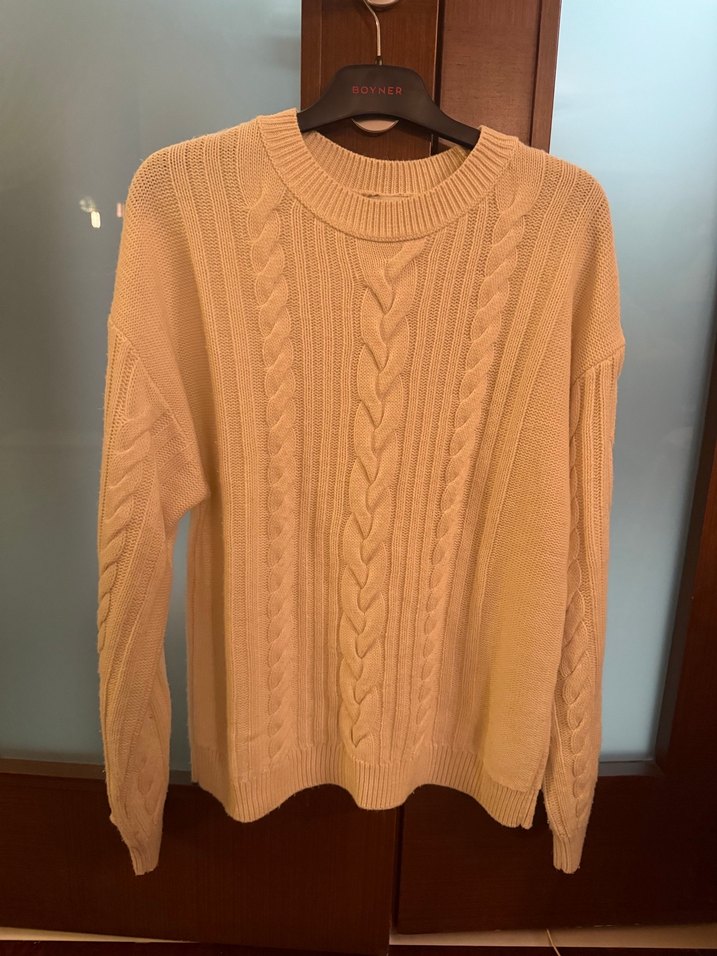 Krem Örgü Kadın Triko Kazak - Görsel 2