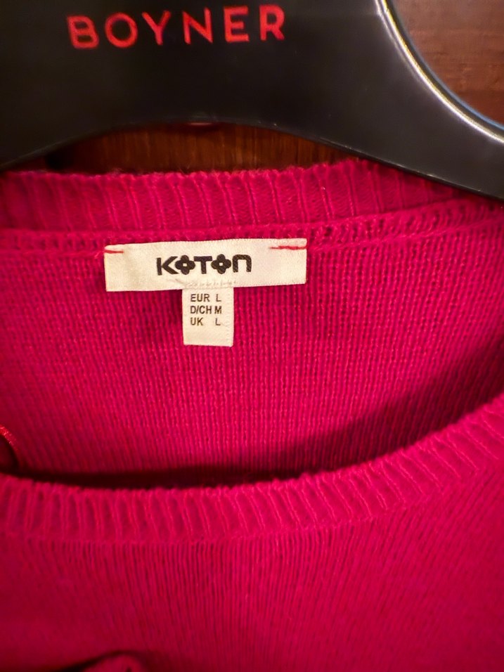 Fuşya Fırfırlı Kadın Triko Kazak - Görsel 3