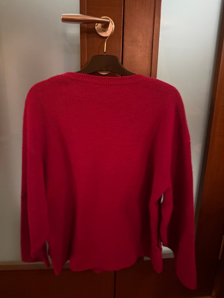 Fuşya Fırfırlı Kadın Triko Kazak - Görsel 5