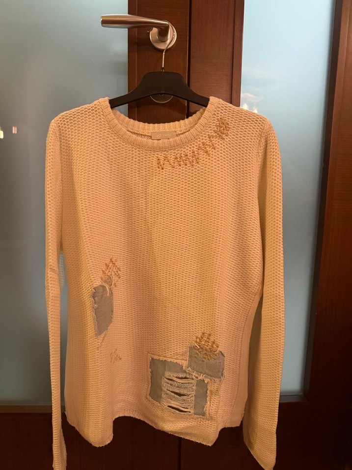 Bej twist Örgü Kadın Triko Kazak - Görsel 2