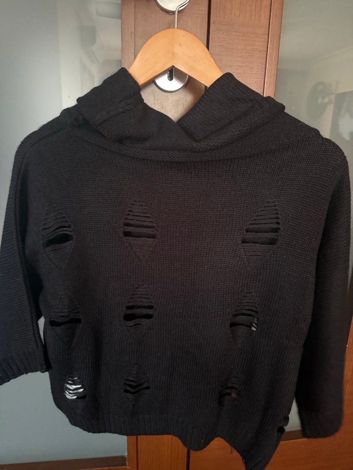 Benetton Siyah Boğazlı Örgü Kadın Kazak - Görsel 5