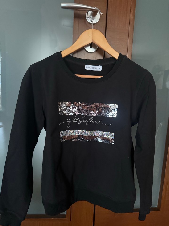 Home store Siyah Payetli Uzun Kollu Sweatshirt - Görsel 2