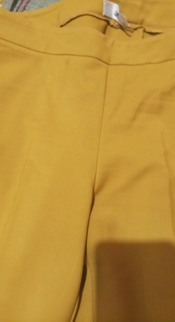 Sarı Midi Kumaş Pantolon, Kemerli, Rahat Kesim - Görsel 3