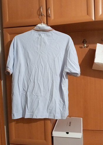 mavi Pamuklu Kısa Kollu Polo Tişört - Görsel 8