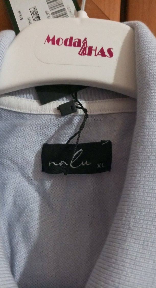 mavi Pamuklu Kısa Kollu Polo Tişört - Görsel 5