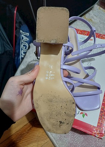 Mor Bantlı Topuklu Kadın Sandalet - Görsel 3