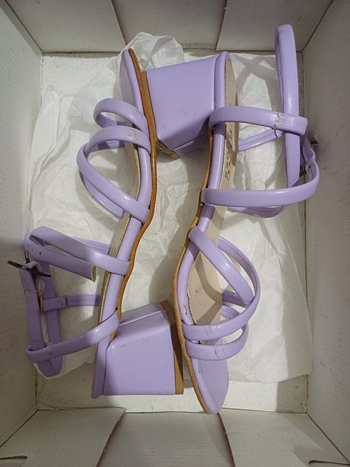 Mor Bantlı Topuklu Kadın Sandalet - Görsel 4