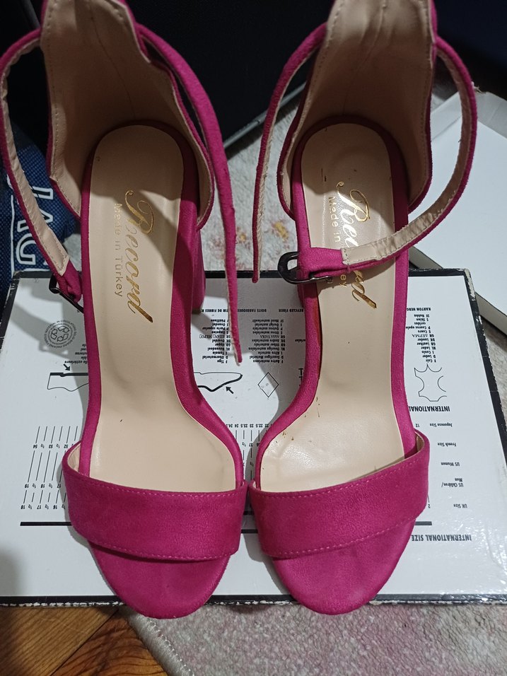 Pembe Süet Tokalı Blok Topuklu Kadın Abiye Ayakkabı - Görsel 4