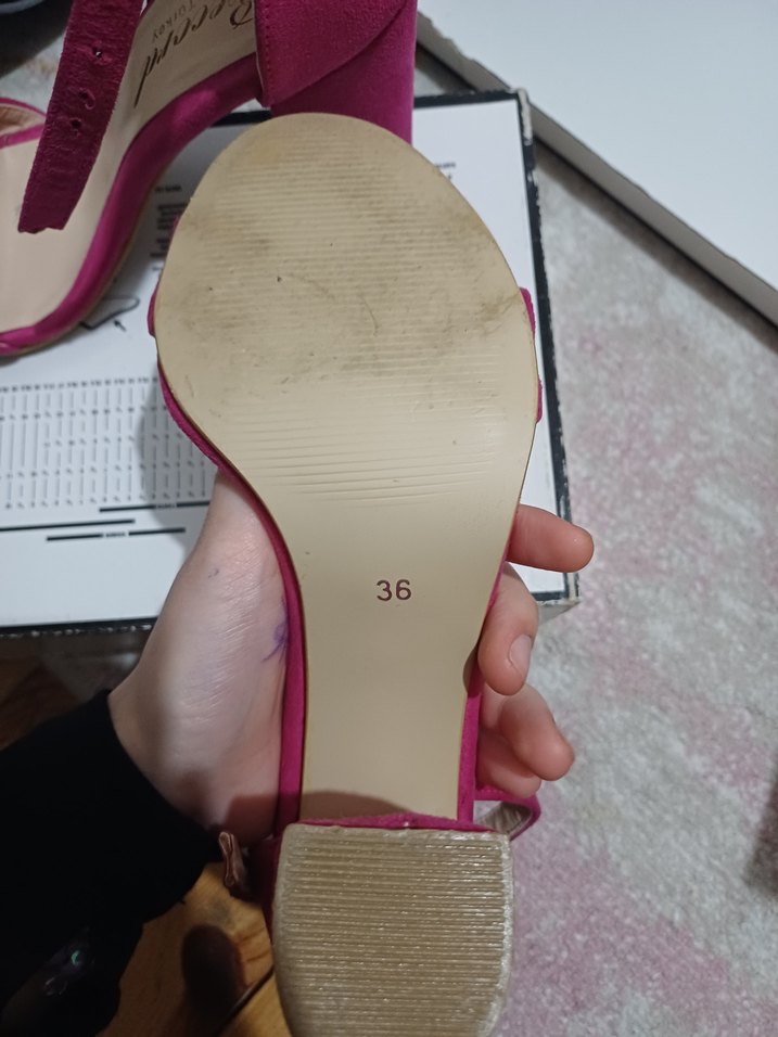 Pembe Süet Tokalı Blok Topuklu Kadın Abiye Ayakkabı - Görsel 3