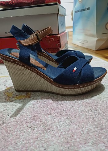 Kadın Mavi Dolgu Topuklu Sandalet - Görsel 4