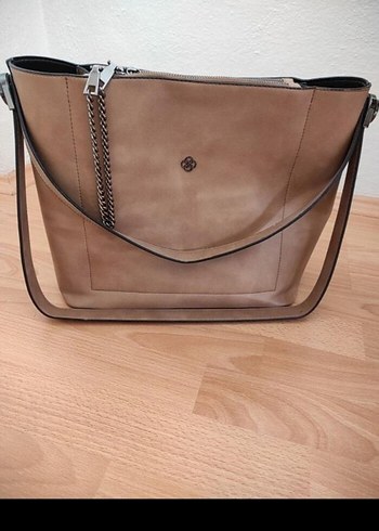 Bej Deri Kadın Çanta Fermuarlı Modern - Görsel 3