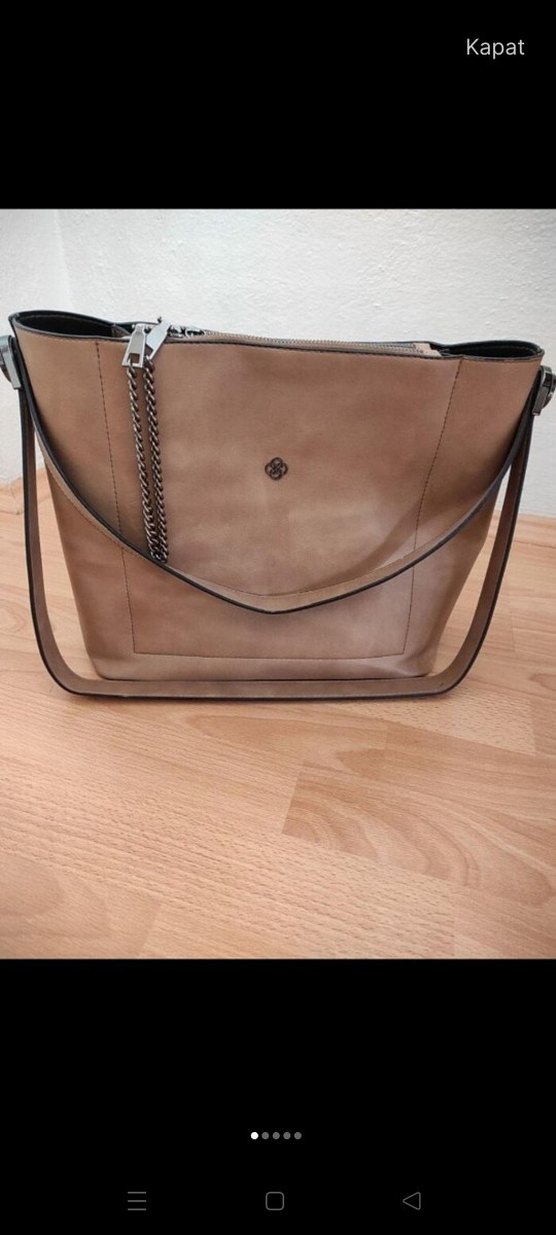 Bej Deri Kadın Çanta Fermuarlı Modern - Görsel 3