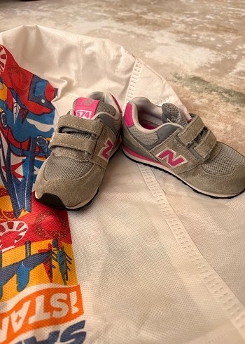 Kız Çocuk Gri-Pembe Cırtlı Spor Ayakkabı - Görsel 6