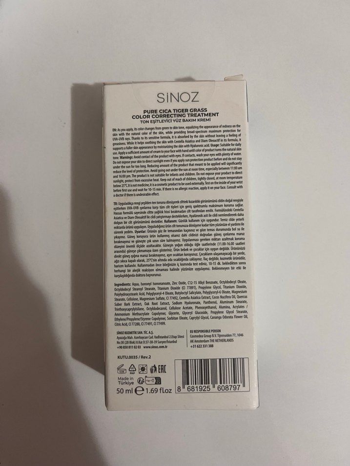 Sinoz Pure Cica Renk Düzeltici Güneş Kremi SPF 50 - Görsel 4