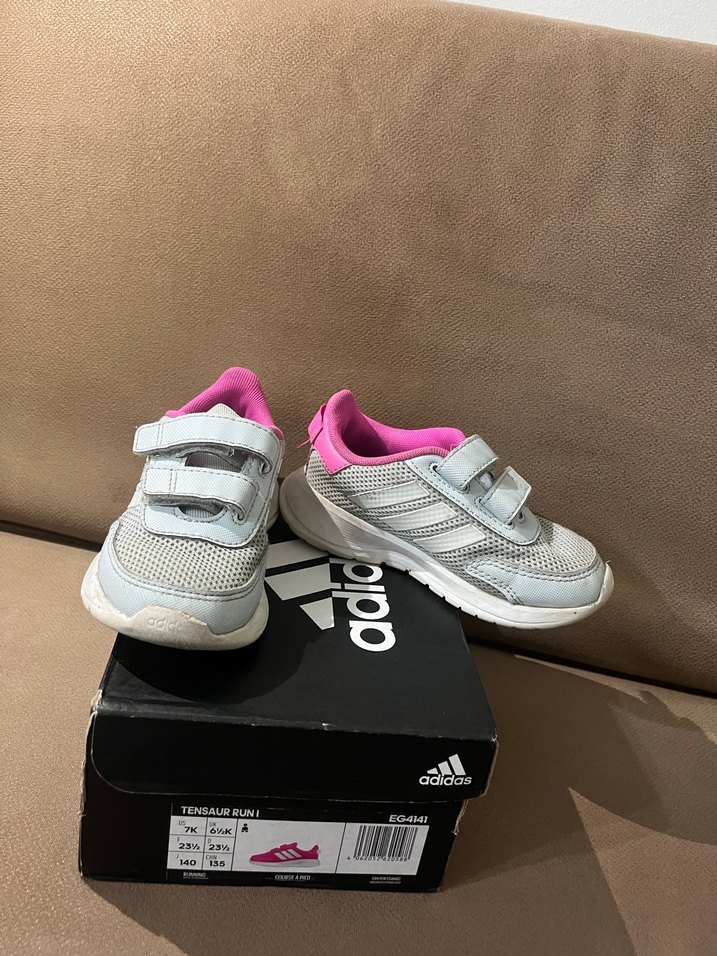 Kız Çocuk Gri-Pembe Cırt Cırtlı Spor Ayakkabı - Görsel 3