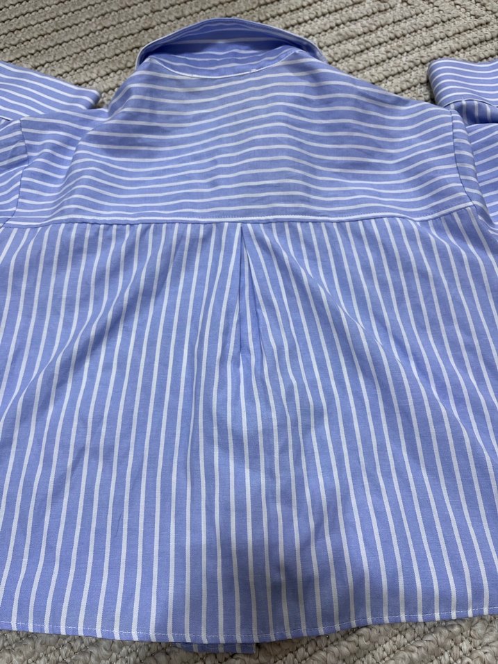 Koton Mavi Çizgili Kayık Yaka Düğmeli Kadın Gömlek - Görsel 2