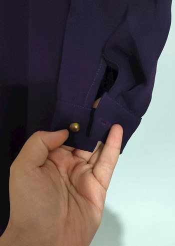 Uzun Mor Kadın Elbise, Yüksek Yaka, Salaş Kesim - Görsel 5