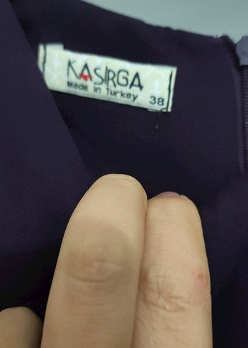 38 Beden Uzun Mor Kadın Elbise, Yüksek Yaka, Salaş Kesim