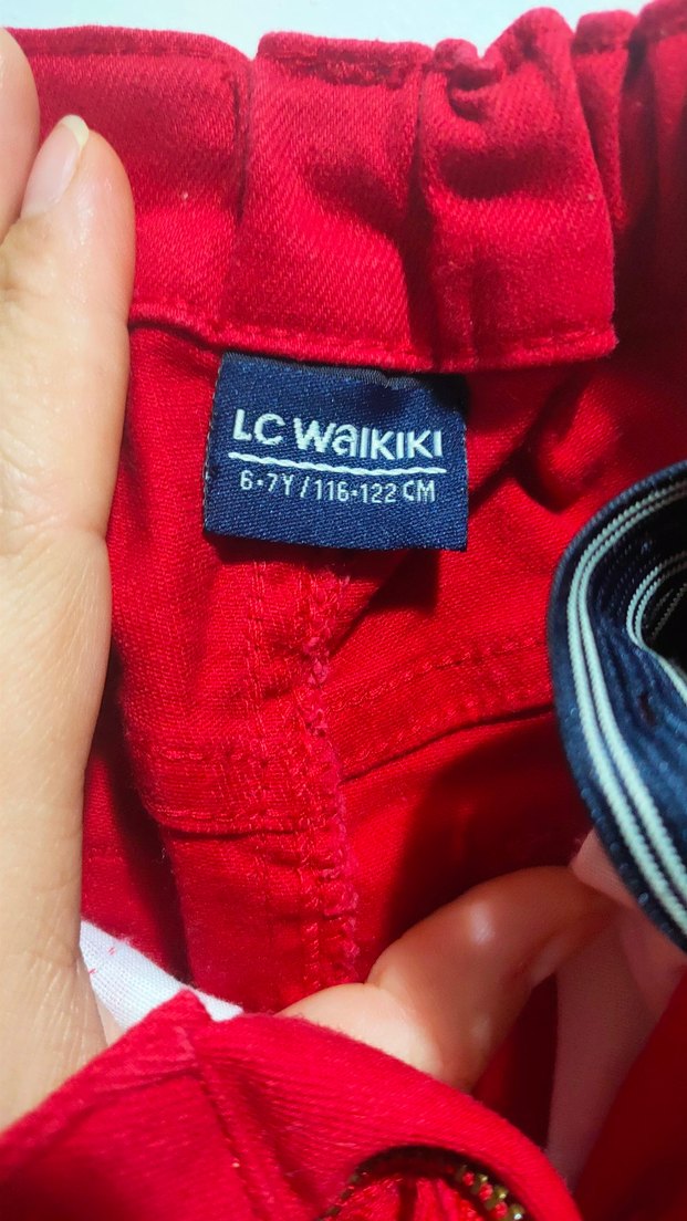 Çocuk Kırmızı Dar Kesim Fermuarlı Pantolon - Görsel 2