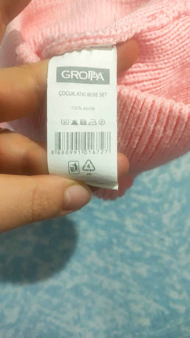 Pembe Örgü Çocuk Bere ve Atkı Takımı - Görsel 4