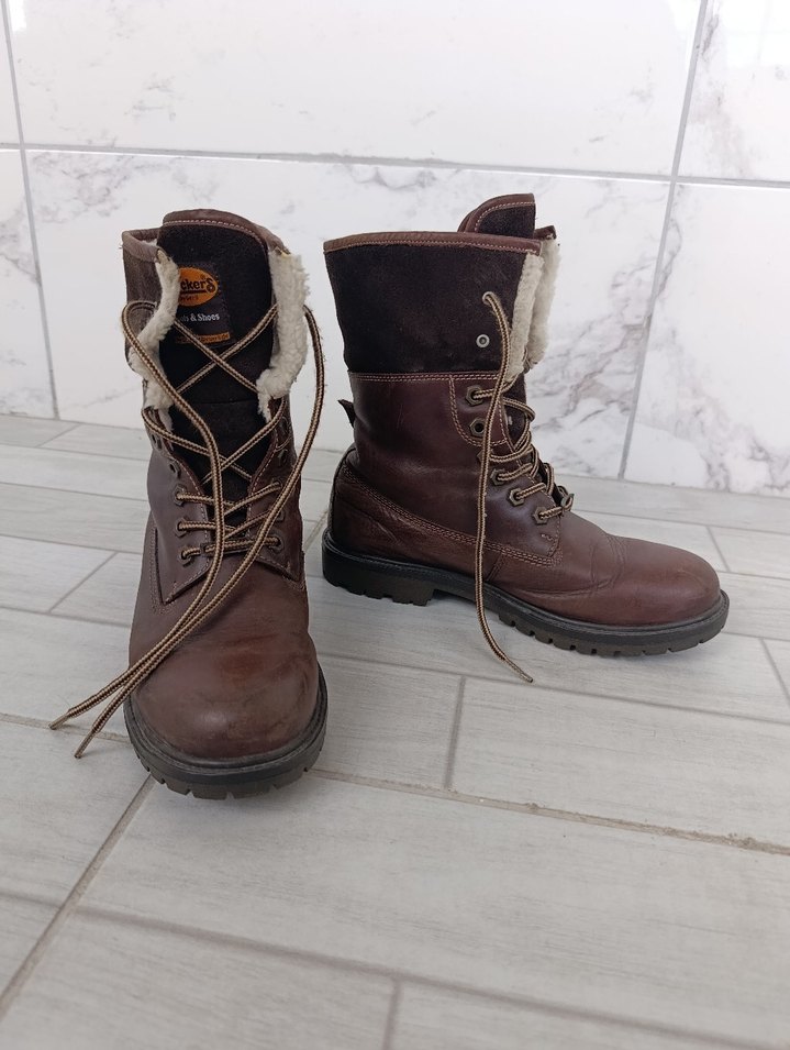 Deri Kahverengi Kadın Botlar, Tokalı, Topuklu - Görsel 4