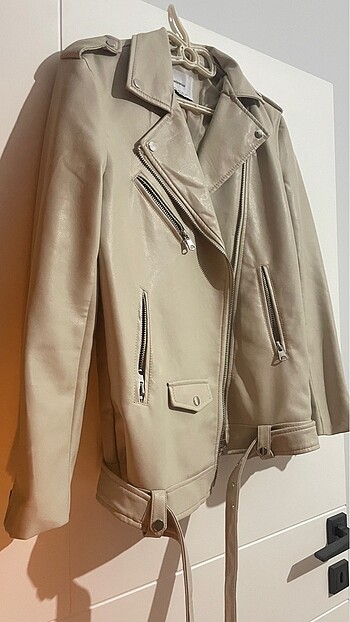 Stradivarius deri ceket oversize - Görsel 3