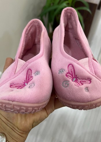 Kelebek Nakışlı Pembe Kız panduf - Görsel 2